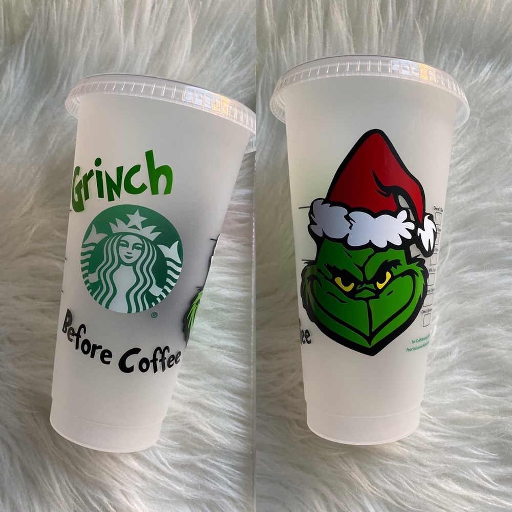 Grinch before coffee cold cup